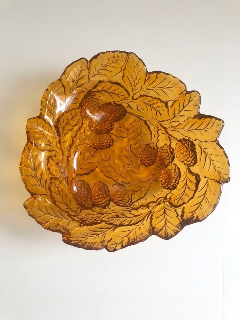 Indiana Glass Amber Loganberry Golden Glass 606 Triangular Bon Bon Dish